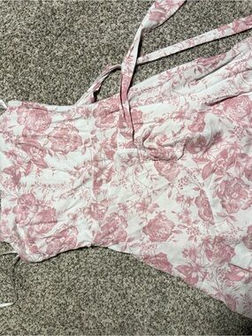 Women's Pink Floral Tie-Strap Dress